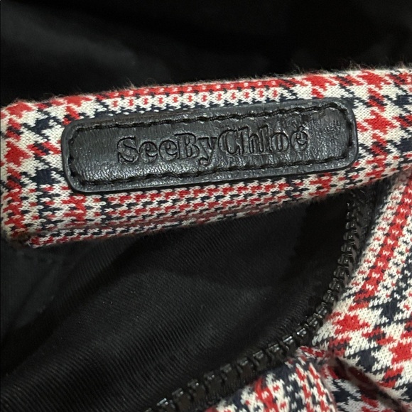 LOW START See By Chloe RED and Black Checkered Shoulder bag with star charm - Picture 6 of 12